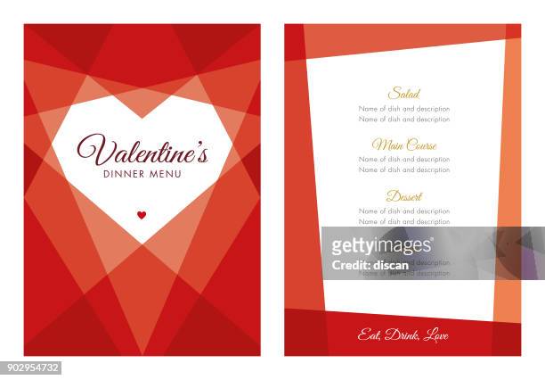 valentine's day menu with geometric heart - love letter stock illustrations