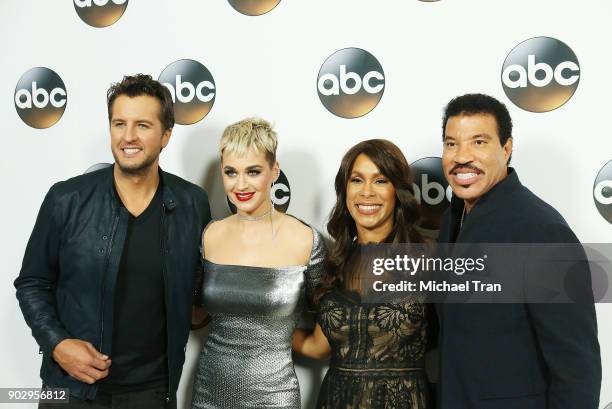 Luke Bryan, Katy Perry, ABC Entertainment President Channing Dungey, and singer Lionel Richie attend the Disney ABC Television Group hosts TCA Winter...