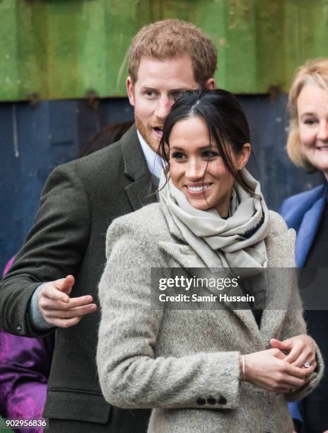 Prince Harry and Meghan Markel visit Reprezent 107.3FM on January 9, 2018 in London, England. The Reprezent training programme was established in...