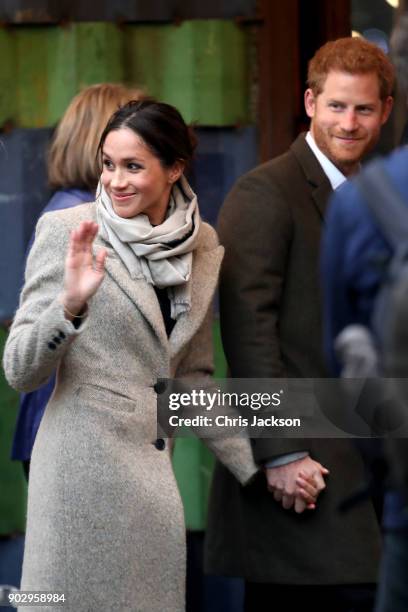 Prince Harry and his fiancee Meghan Markle visit Reprezent 107.3FM on January 9, 2018 in London, England. The Reprezent training programme was...