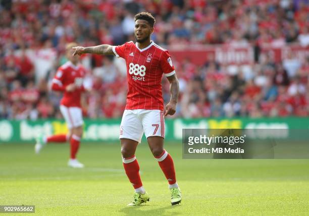 Liam Bridcutt gives out instructions to team mates during the first half of the EFL fixture between Nottingham Forest and Leeds United at The City...