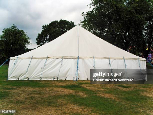 marquee in a park - marquee foto e immagini stock