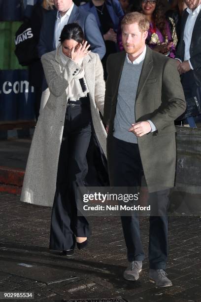 Prince Harry and Meghan Markle visit Reprezent 107.3FM on January 9, 2018 in London, England. The Reprezent training programme was established in...