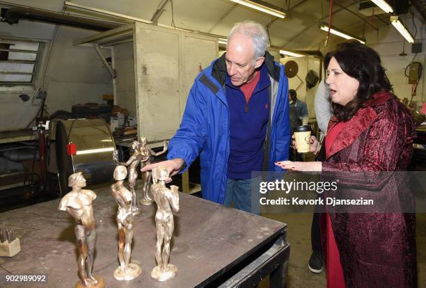 Awards Committee Vice Chair Daryl Anderson and SAG Awards Nominee Ann Dowd at the pouring of the actor statuette for the 24th Annual Screen Actors...