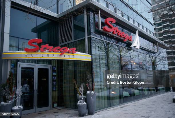The exterior of Strega Waterfront in Boston's Seaport District is pictured on Jan. 8, 2018. A 25-year-old former employee at the restaurant recently...