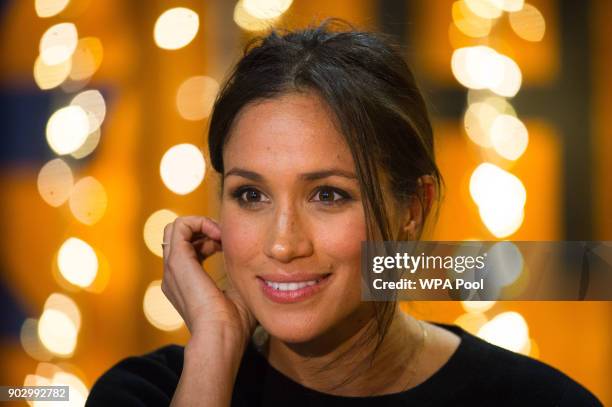 Meghan Markle during a visit to Reprezent 107.3FM in Pop Brixton on January 9, 2018 in London, England. The Reprezent training programme was...