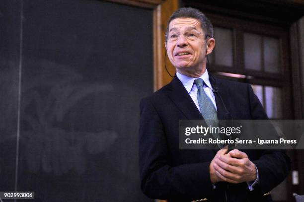 German chemist professor Joachim Sauer, also known to be the husband of the Chancellor of Germany, Angela Merkel during his speech during the lectio...