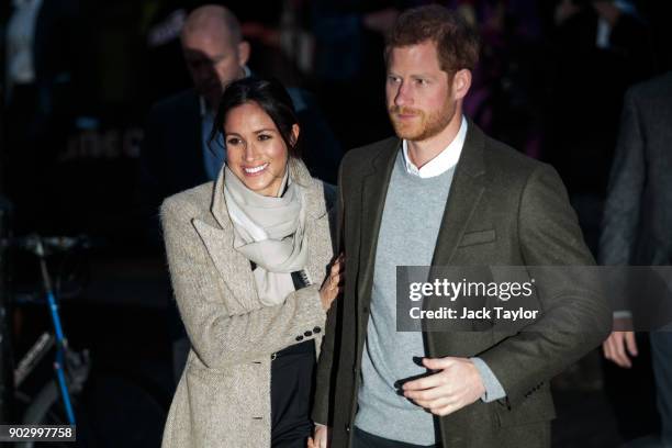 Prince Harry and Meghan Markle visit Reprezent 107.3FM on January 9, 2018 in London, England. The Reprezent training programme was established in...