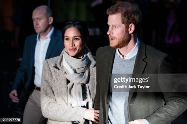 Prince Harry and Meghan Markle visit Reprezent 107.3FM on January 9, 2018 in London, England. The Reprezent training programme was established in...