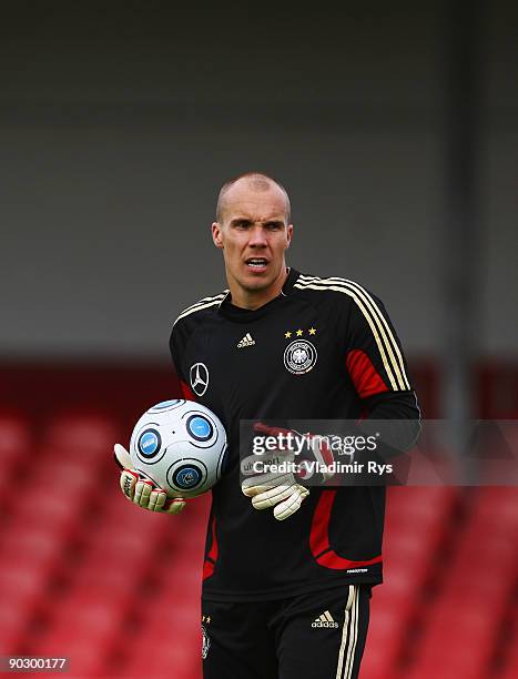 Robert Enke is seen during the training session of German Football National Team at the Suedstadion Koeln on September 2, 2009 in Cologne, Germany.