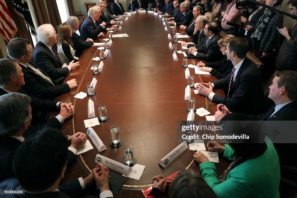 President Trump Meets With Bipartisan Group Of Senators On Immigration