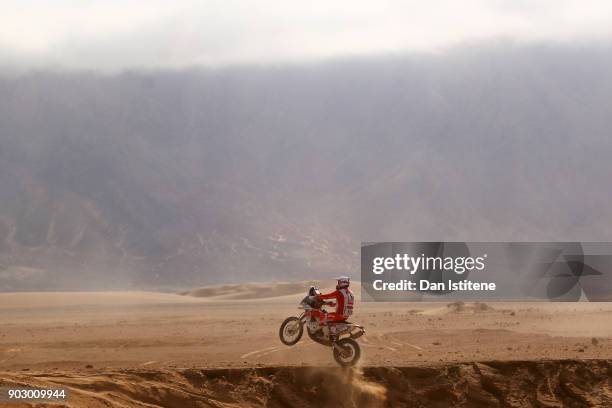 Adrien Mare of France and Team Casteau Aventure rides a KTM 450 RallyE in the Classe 2.2 : Marathon during stage four of the 2018 Dakar Rally, a loop...