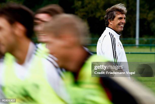 Coach Rainer Adrion of Germany looks on during the U21 Germany training session on September 2, 2009 in Vaals, Netherlands.