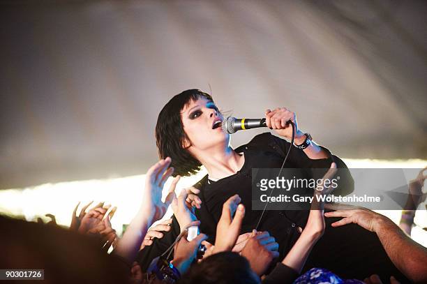 Alice Glass of Crystal Castles performs on stage on the second day of Leeds Festival at Bramham Park on August 29, 2009 in Leeds, England.