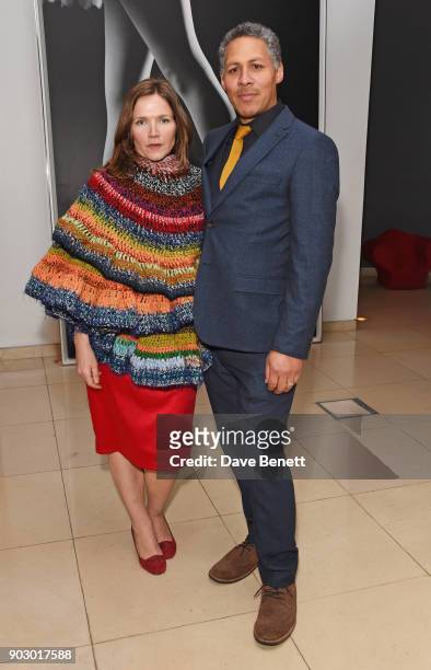 Jessica Hynes and Adam Hynes attend the opening night drinks reception for the English National Ballet's "Song Of The Earth / La Sylphide" at St...