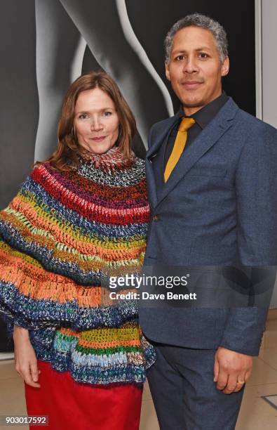 Jessica Hynes and Adam Hynes attend the opening night drinks reception for the English National Ballet's "Song Of The Earth / La Sylphide" at St...