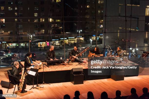 Members of the group Melodic Intersect perform during the South Asian Music and Arts Association's Indo-Jazz Festival in the Appel Room of Frederick...