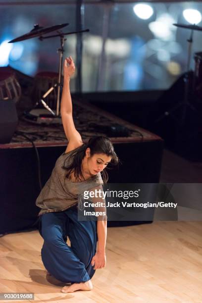 American-born Indian Kathak and Modern dancer, teacher, and choreographer Parul Shah performs her work 'Enduring Silence' during a performance at the...
