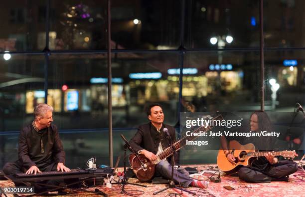 Members of the group Melodic Intersect perform during the South Asian Music and Arts Association's Indo-Jazz Festival in the Appel Room of Frederick...