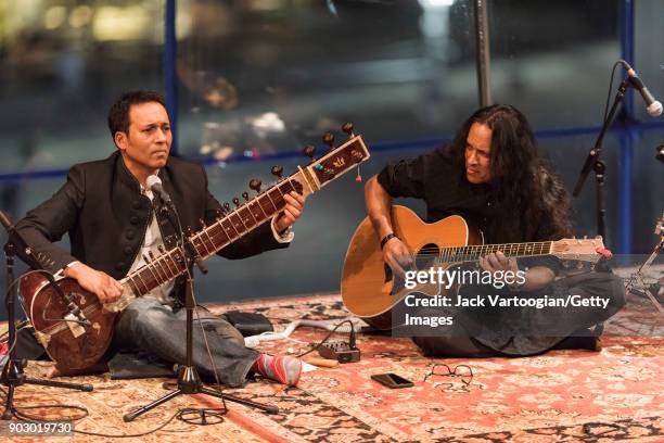 Members of the group Melodic Intersect perform during the South Asian Music and Arts Association's Indo-Jazz Festival in the Appel Room of Frederick...