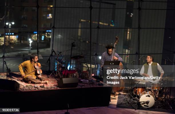 The Arun Ramamurthy trio performs during the South Asian Music and Arts Association's Indo-Jazz Festival in the Appel Room of Frederick P Rose Hall...