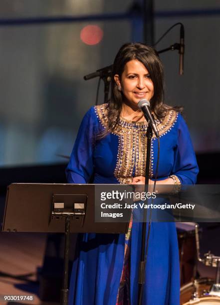 Executive director and founder of the South Asian Music and Arts Association Simmi Bhatia introduces the Indo-Jazz Festival in the Appel Room of...