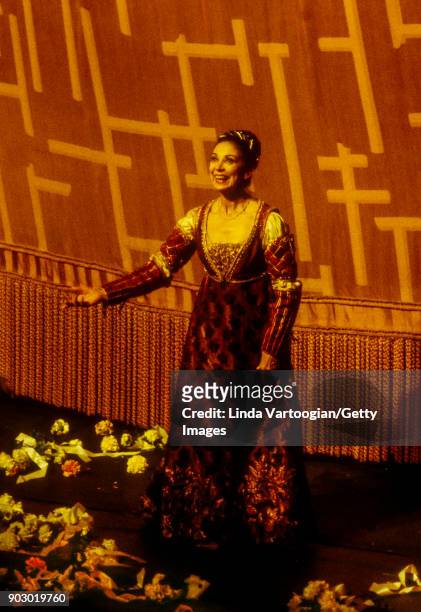 English ballerina Dame Margot Fonteyn takes a bow after her performance in La Scala Opera Ballet production of 'Romeo and Juliet' at Lincoln Center's...