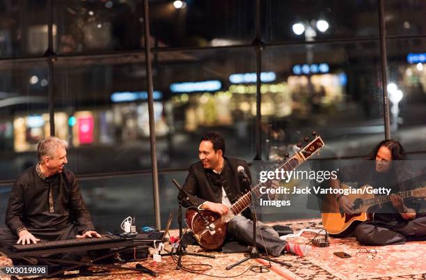 Members of the group Melodic Intersect perform during the South Asian Music and Arts Association's Indo-Jazz Festival in the Appel Room of Frederick...