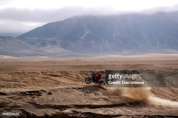 Benjamin Melot of France and Duust Rally rides a KTM 450 Rally Replica bike in the Classe 2.2 : Marathon during stage four of the 2018 Dakar Rally, a...