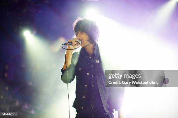 Faris Badwan of The Horrors performs on stage on the last day of Leeds Festival at Bramham Park on August 30, 2009 in Leeds, England.