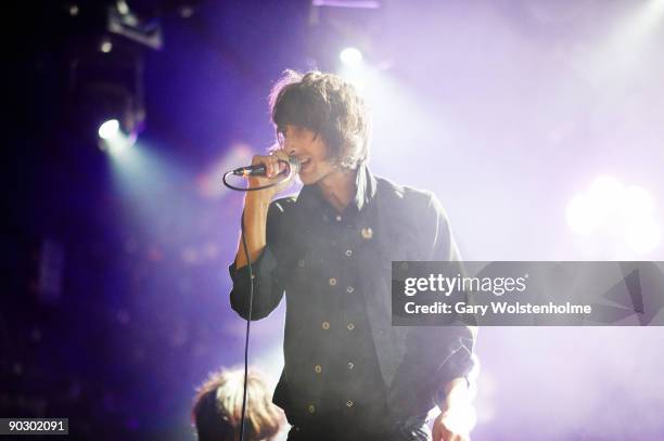 Faris Badwan of The Horrors performs on stage on the last day of Leeds Festival at Bramham Park on August 30, 2009 in Leeds, England.