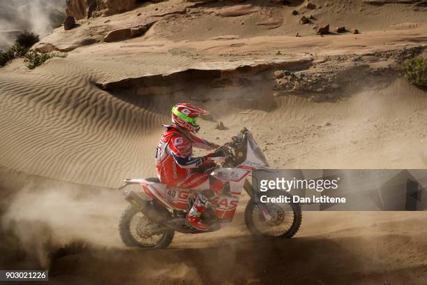 Johnny Aubert of France and Gas Gas Motorsport rides a GasGas bike in the Classe 2.1 : Super Production during stage four of the 2018 Dakar Rally, a...