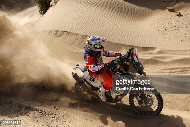 Emanuel Gyenes of Romania and Autonet Motorcycle Team rides a 450 Rally Replica KTM in the Classe 2.2 : Marathon during stage four of the 2018 Dakar...