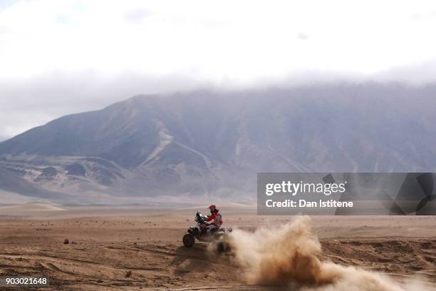 Maxim Antimirov of Kazakhstan and Astana Motorsports rides a Yamaha quad bike in the Classe : GQ.1 : 2 Roues Motrices - 0 during stage four of the...