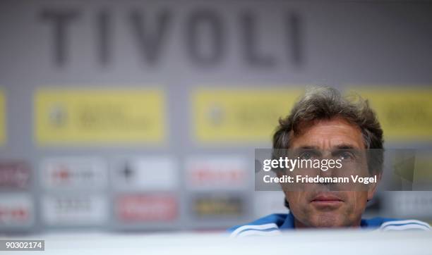 Coach Rainer Adrion of Germany attends the U21 Germany Press Conference at the Tivoli stadium on September 2, 2009 in Aachen, Germany.