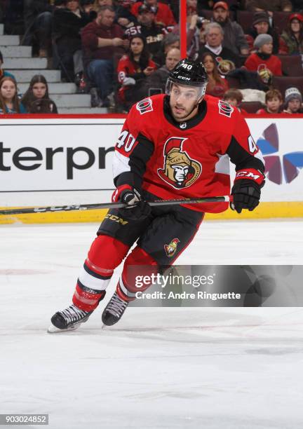 Gabriel Dumont of the Ottawa Senators skates against the San Jose Sharks at Canadian Tire Centre on January 5, 2018 in Ottawa, Ontario, Canada.