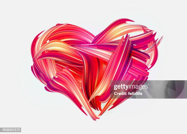 red hand drawn smear of paint - heart abstract stock illustrations
