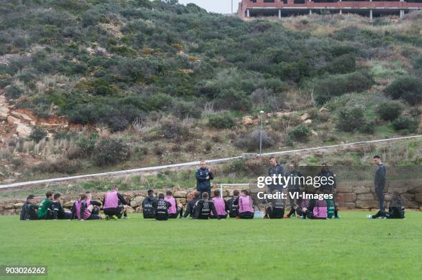 The players of Heracles at the training pitch during a training session of Heracles Almelo at the Don Julia resort on January 09, 2018 in Estepona,...