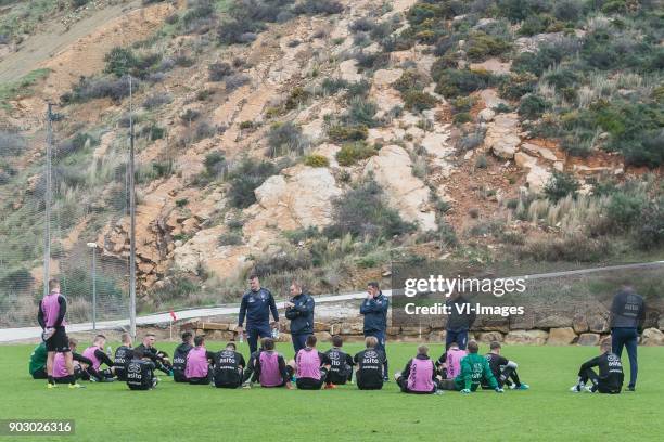 The players of Heracles at the training pitch during a training session of Heracles Almelo at the Don Julia resort on January 09, 2018 in Estepona,...