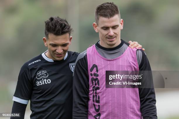 Brahim Darri of Heracles Almelo, Tim Breukers of Heracles Almelo during a training session of Heracles Almelo at the Don Julia resort on January 09,...