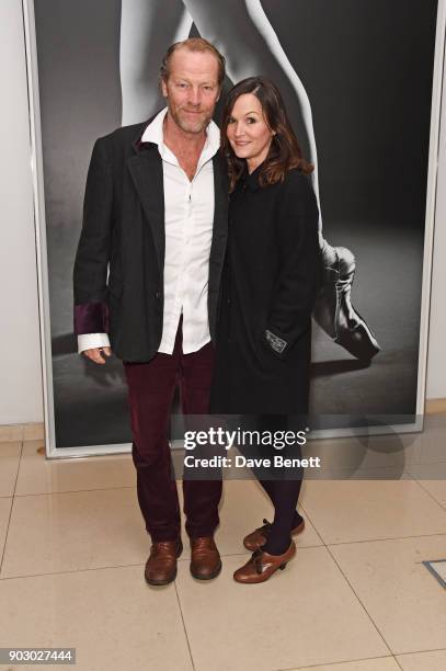 Iain Glen and Charlotte Emmerson attend the opening night drinks reception for the English National Ballet's "Song Of The Earth / La Sylphide" at St...