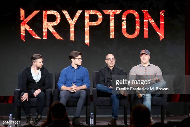 Executive producer Cameron Welsh, actor Cameron Cuffe, executive producer David S. Goyer, and President and Chief Creative Officer, DC Entertainment,...
