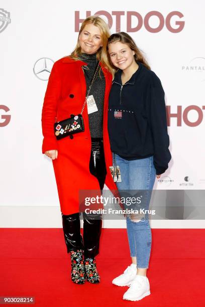 Anne-Sophie Briest and her daughter Faye Montana attend the 'Hot Dog' Premiere at CineStar on January 9, 2018 in Berlin, Germany.