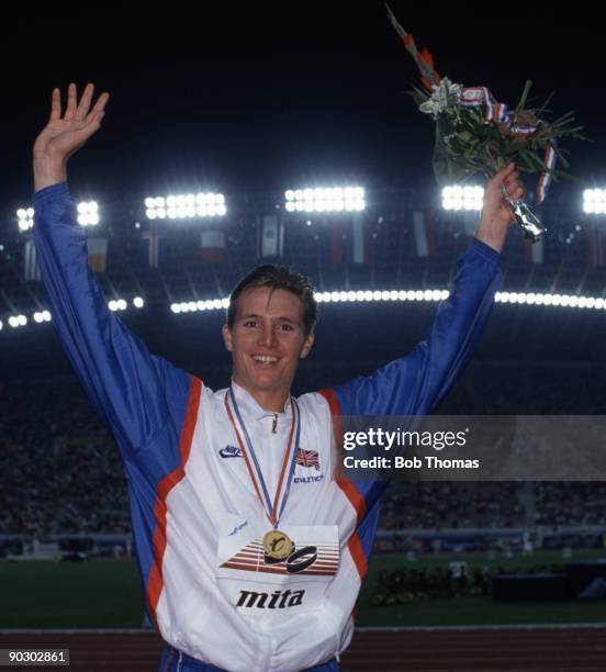 Roger Black of Great Britain, winner of the men's 400m final at the 15th European Athletics Championships held in Split, Yugoslavia in August 1990. .