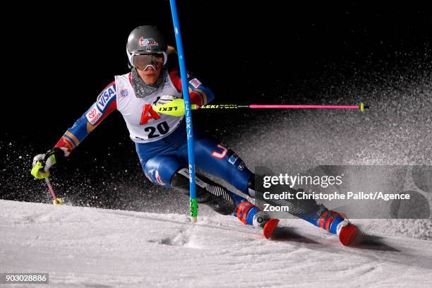 Resi Stiegler of USA during the Audi FIS Alpine Ski World Cup Women's Slalom on January 9, 2018 in Flachau, Austria.