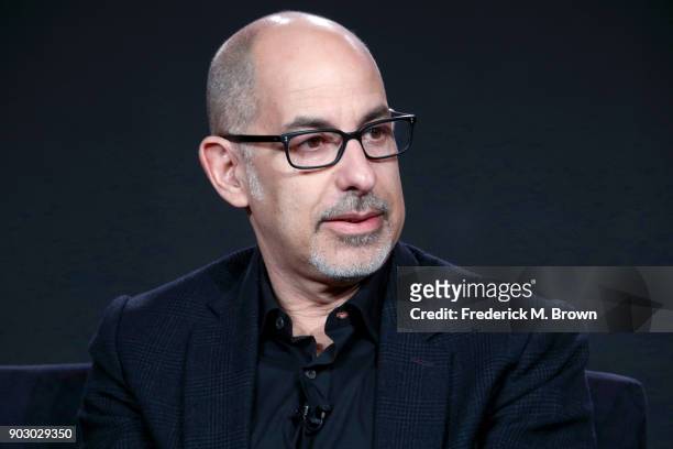 Executive producer David S. Goyer of 'Krypton' on Syfy speaks onstage during the NBCUniversal portion of the 2018 Winter Television Critics...
