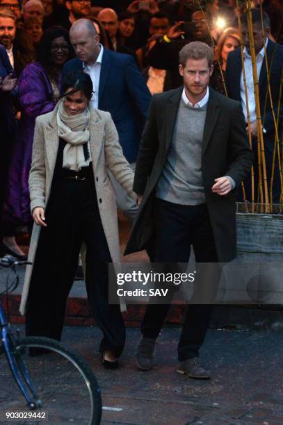 Prince Harry and Meghan Markle visit Reprezent Radio in Brixton on January 9, 2018 in London, England.