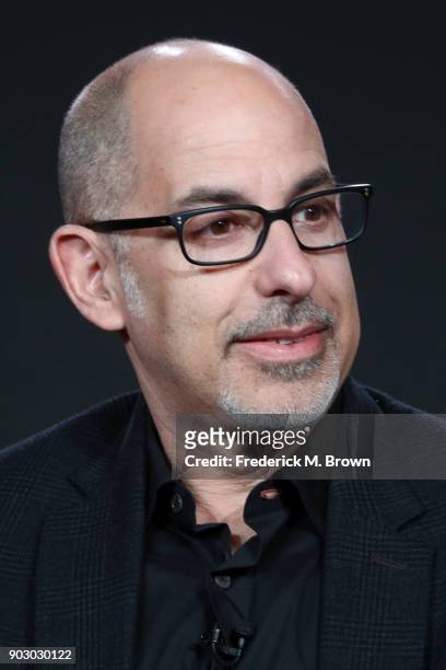 Executive producer David S. Goyer of 'Krypton' on Syfy speaks onstage during the NBCUniversal portion of the 2018 Winter Television Critics...