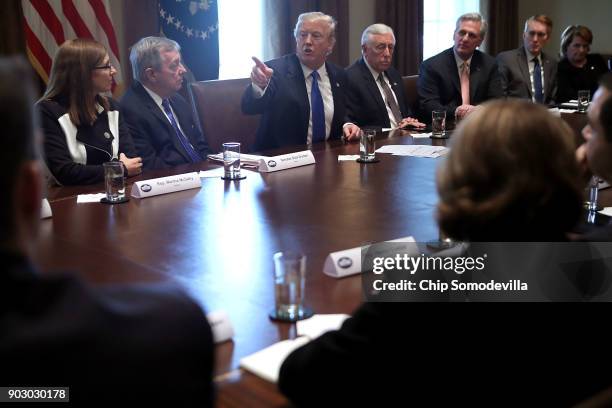 President Donald Trump presides over a meeting about immigration with Republican and Democrat members of Congress, including Rep. Martha McSally ,...