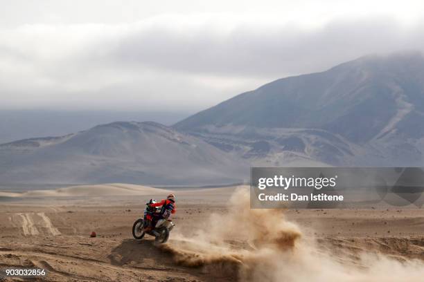 Benjamin Melot of France and Duust Rally rides a KTM 450 Rally Replica bike in the Classe 2.2 : Marathon during stage four of the 2018 Dakar Rally, a...